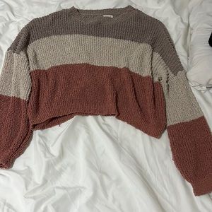 Debut Womens XS Tan Creme and Orange Sweater